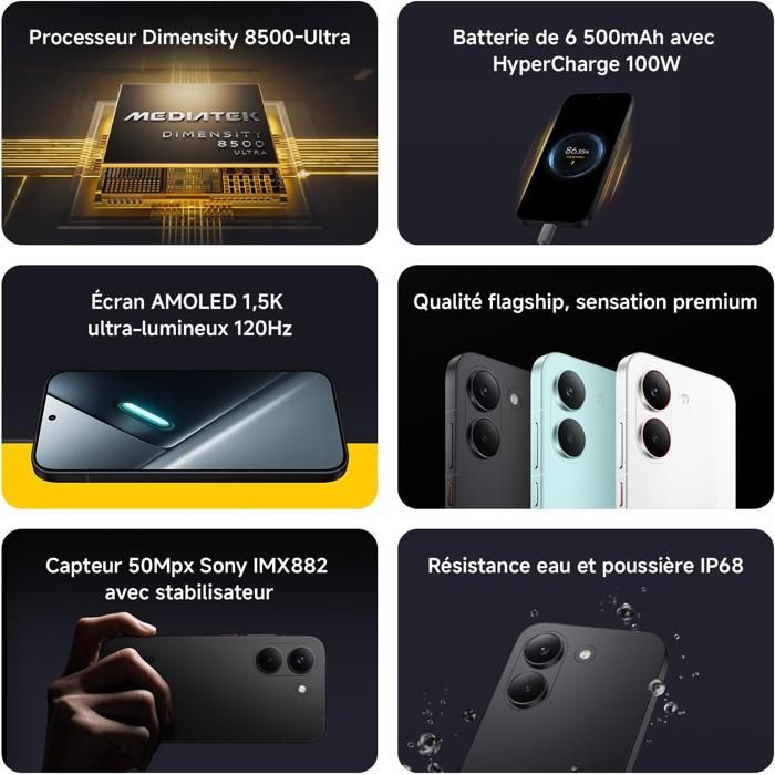 POCO X8 Pro 8+256 Go Noir Smartphone , Processeur Haut de Gamme Dimensity 8500-Ultra, Chargeur Non Inclus - Very good condition