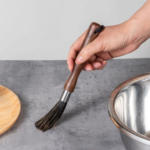 IMEEA Coffee Mill Brush, Cleaning Brush, Kitchen Brush, Espresso Brush, Cleaning Brush, Stiff Bristles, Wood Handle, Walnut Wood