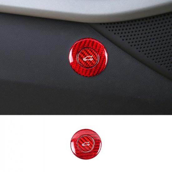 Red Real Carbon Fiber Rear Trunk Button Decoration For Chevrolet Camaro 16+