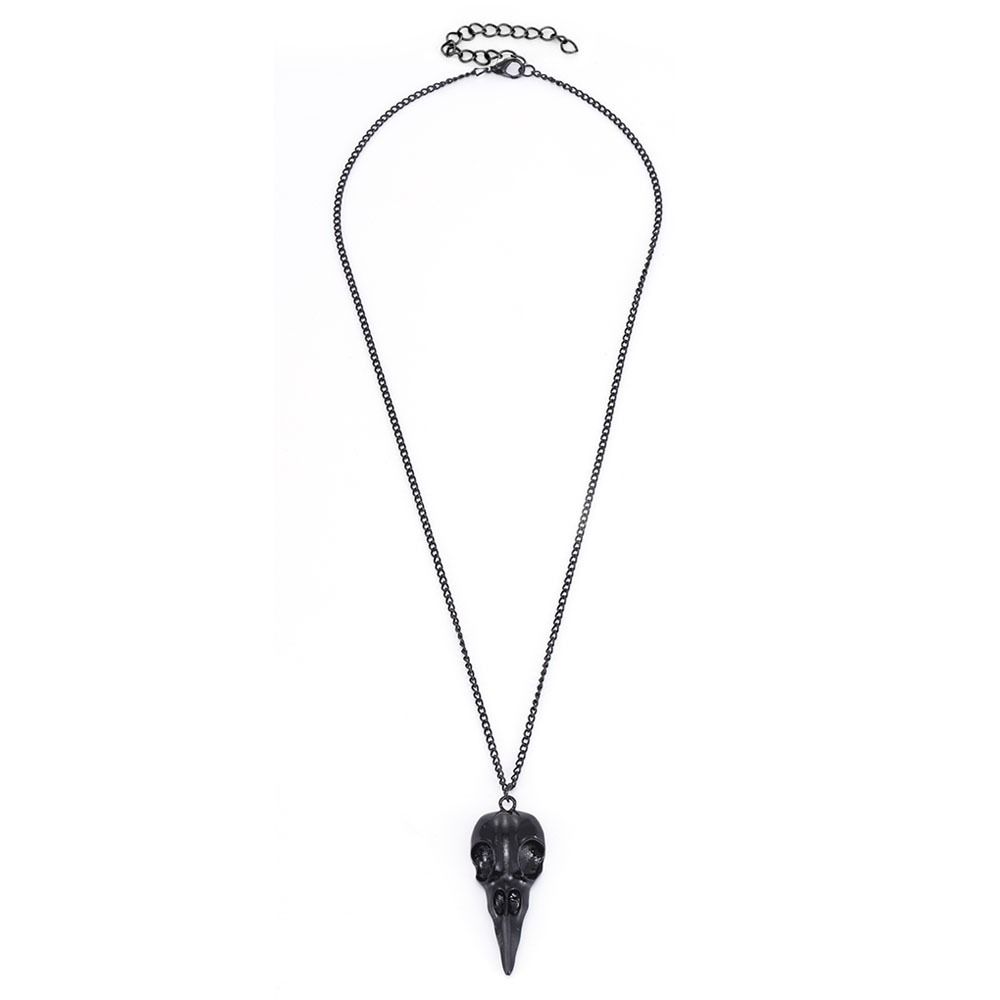 2Pcs Crow Head Necklace Chains Stereo Halloween Decoration Fashion Skull Pendant  Women Men