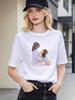 Unisex T-shirt Soft Casual Top with Cute Girl Print Comfy Daily Tee