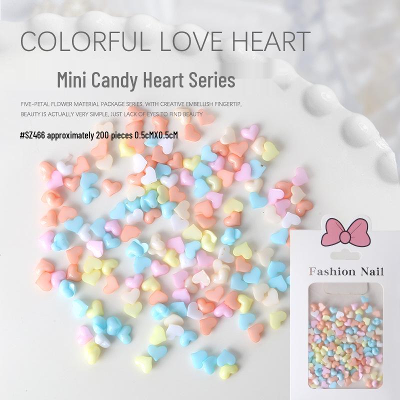 Macaron Candy 3D Heart Resin Nail Art Charms – 200 Pieces