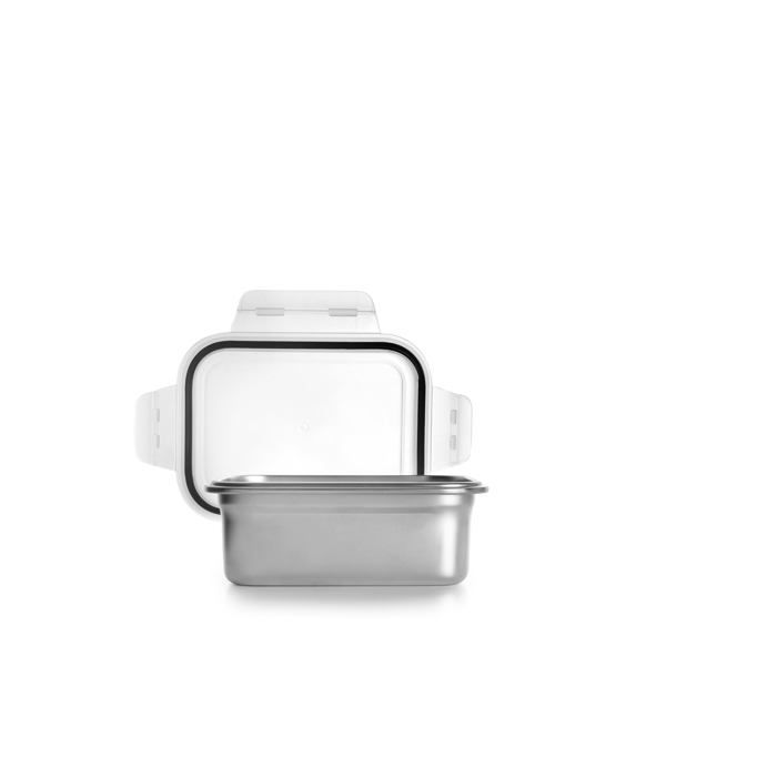 Edelstahl-Lebensmittelbox - IBILI - 800 ml - Mikrowellengeeignet - Hermetischer Deckel - 16,7x12,2x6 cm