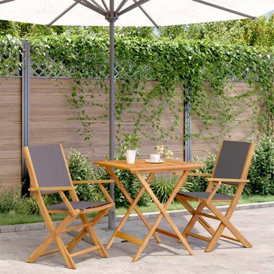 Vidaxl 3-Cz. Bistro Furniture Set, Anthracite Fabric and Wood