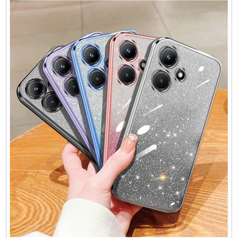 KEYSION Luxury Plating Glitter Phone Case for Infinix Hot 30i 30 Transparent Soft TPU Shockproof Back Cover for Infinix Hot 30 30i