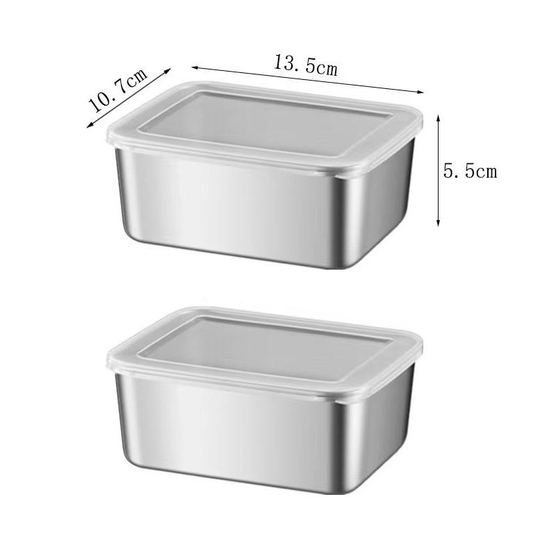 2/3/4/5 Peças Recipiente de Comida de Aço Inoxidável Caixa Com Tampa Grande Capacidade Armazenamento de Alimentos Caixa de Conservação Fresca Bandeja