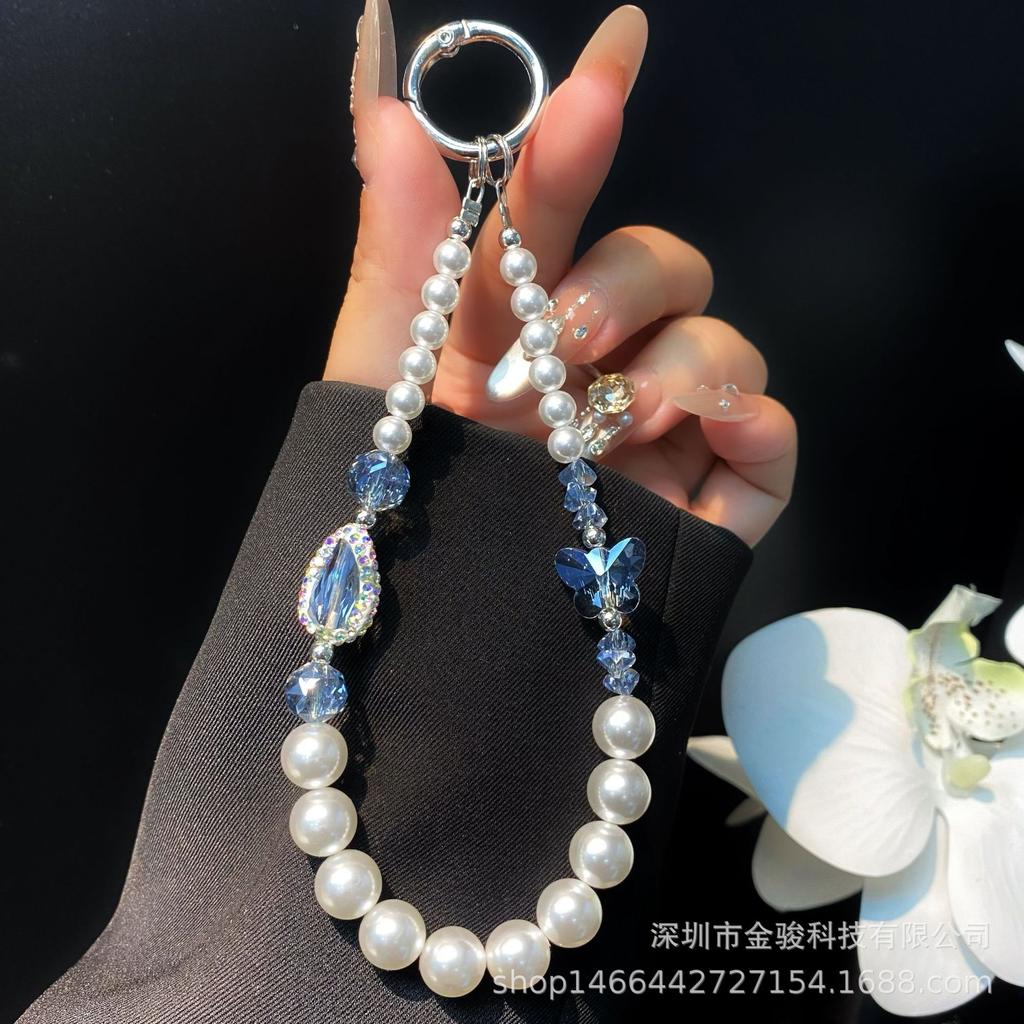 Heavy Craft Inlaid Zirconia Phone Chain Beaded High-end Crystal Bead Hand Chain New Keychain Pendant Wholesale