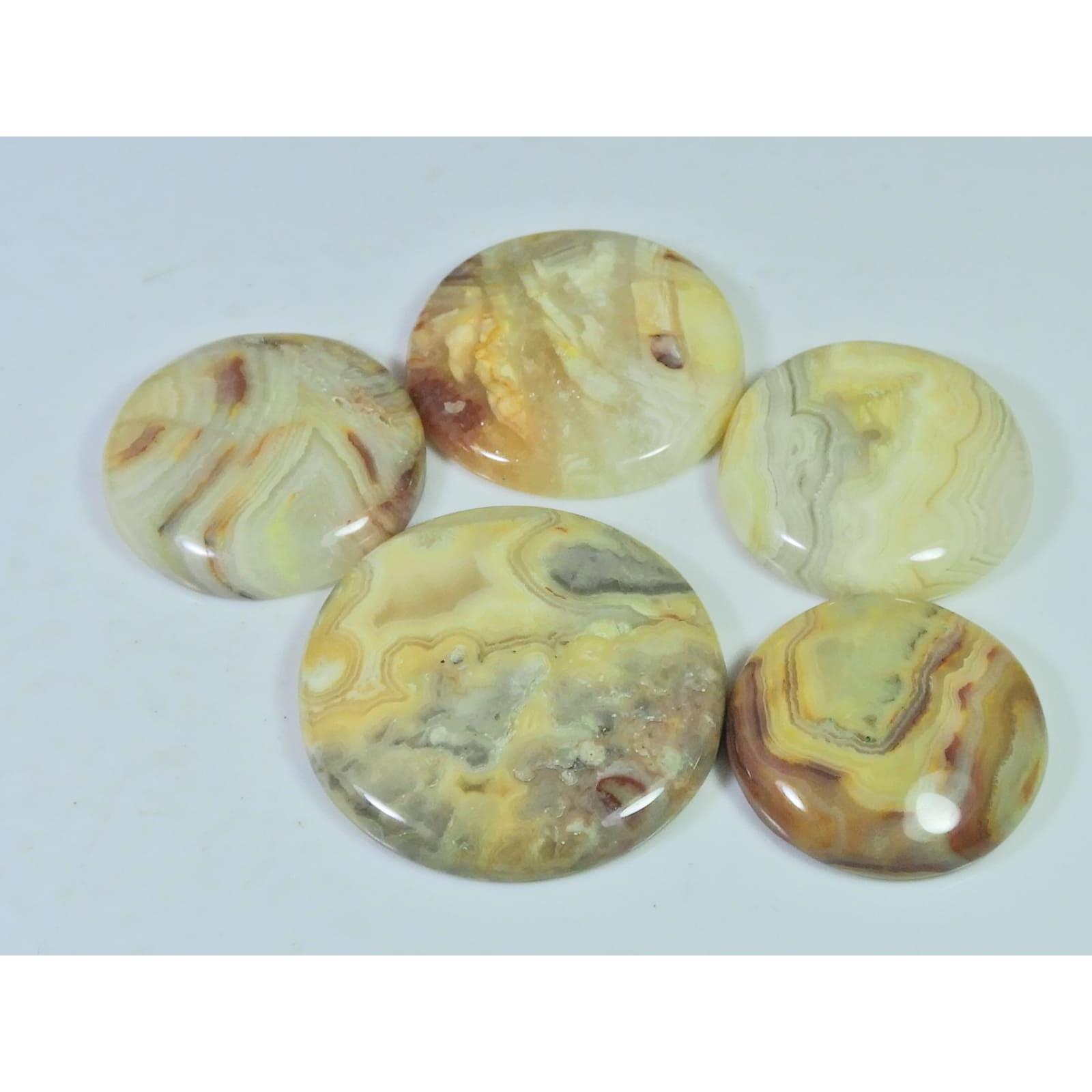 222Cts. Natural Australian Crazy lace Agate Round Cabochon Gemstone 5Pcs Lot C-1925