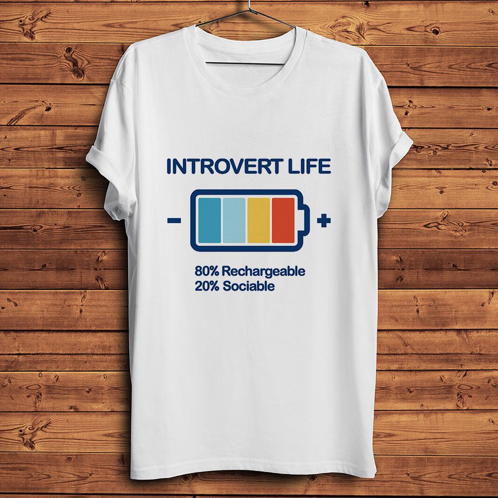 

Battery Shape Introvert Life Funny Geek TShirt Homme New White Short Sleeve Unisex Casual Tshirt Unisex Hipster Streetwear Tee S