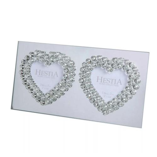 Hestia Mirrored Glass Hearts Photo Frame argento