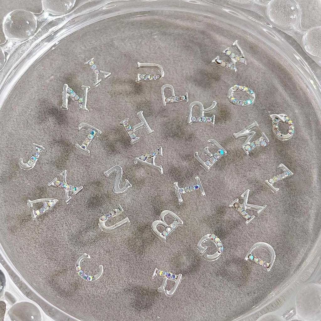 Light Luxury Rhinestone Alphabet Nail Art Alloy Decor