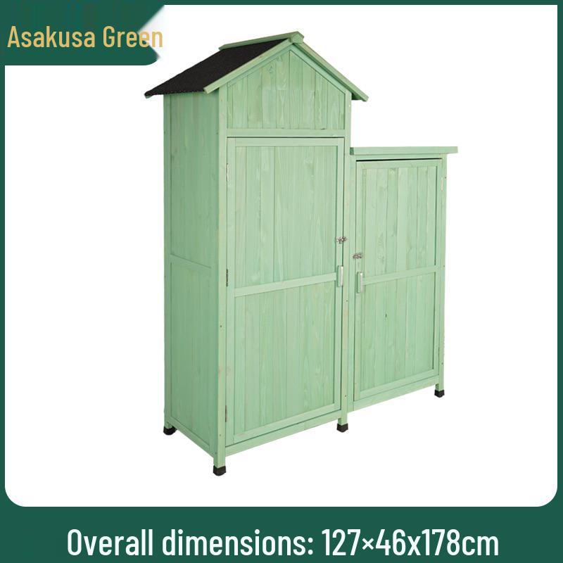 Waterproof Outdoor Wooden Storage Cabinet for Garden Tools - Anti-Corrosion and Sun Protection, Ideal for Courtyard and Balcony Use.