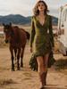Elegantes Herbst 2025 Europäisches & Amerikanisches Mode Wildleder Kleid