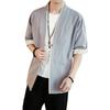 Sommar Herr Kimonojackor Kofta Lättviktig Ledig Bomullsblandningar Linne Sju Ärmar Öppen Framtill Hanfu Kappa