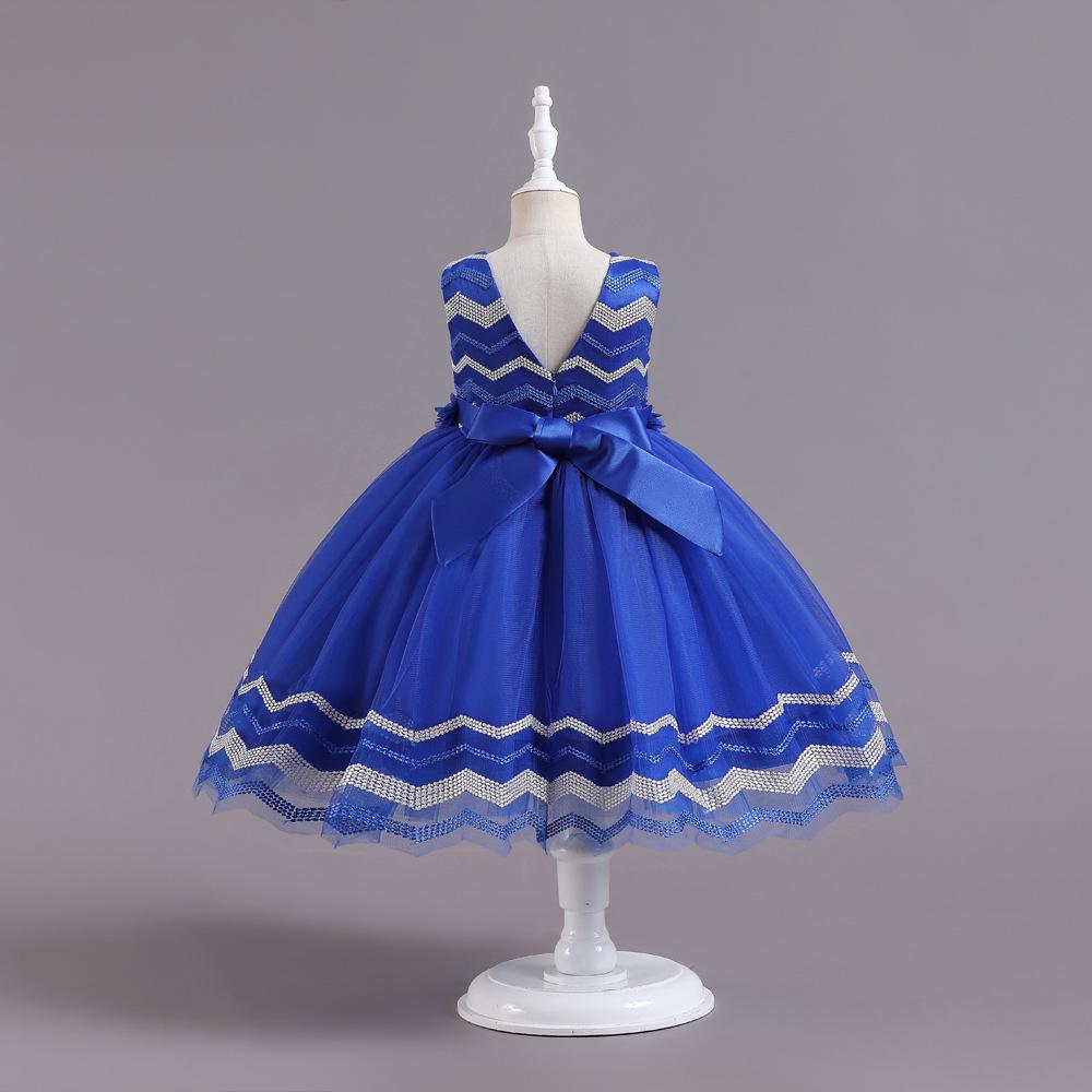 Christmas Party Wedding Princess Dresses Lace Applique Sequins Bow  Elegant Girls Clothing