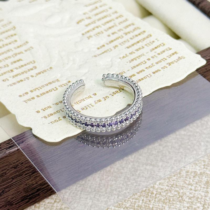 Color Treasure Full Of Diamonds, Zircon Super Flash Open Ring, Niche Light Luxury, High-End Sense, Exquisite Stacking Ring Woman