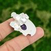 Gift For Her Natural African Amethyst Stackable Bird Adjustable Ring 925 Silver