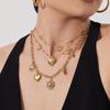 18K Gold Plated Stainless Steel Double Layer Heart Pendant Necklace