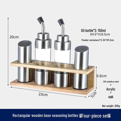 ZLIII 304 Stainless Steel Seasoning Set with Wooden Base