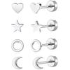4 Pairs Set Of Titanium Steel Small Stud Earring Simple Leisure Style Lightweight Female Ear Ornaments For Women Daily Wear