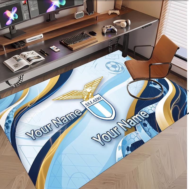 Personalized Crystal Velvet Carpet Lazio FC Pattern Non Slip Floor Rug