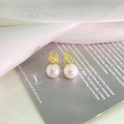 Exquisite Water Drop Gentle Style Pearl Earrings for Women Light Luxury High-end Temperament Commuting Earrings