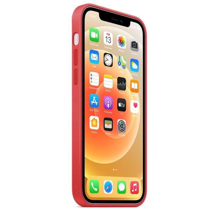 Coque pour iphone 12 - premium - rouge - antichoc - anti-dérapante - souple