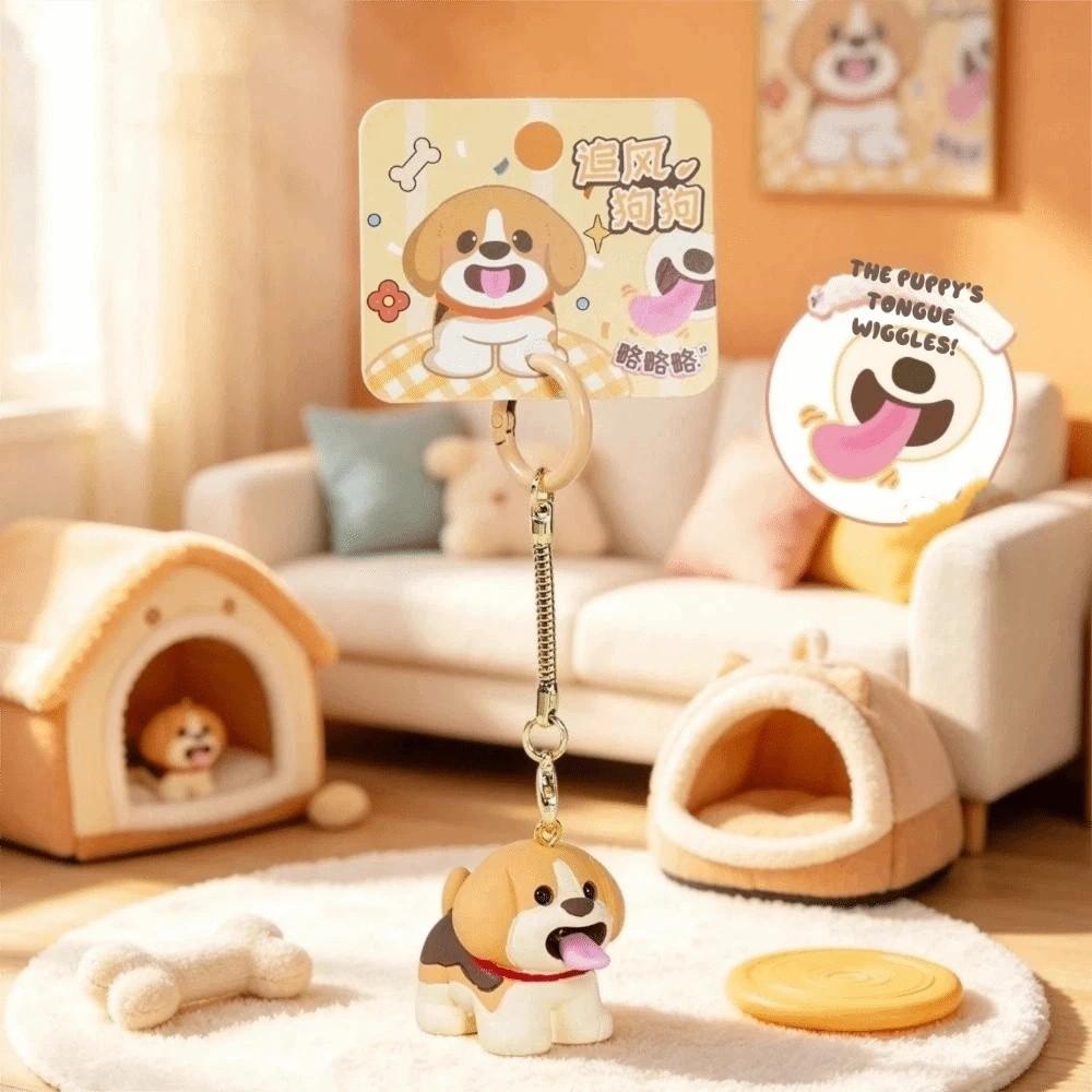 Vivid Detailing Dog Resin Keychain Premium Solid Resin Animal Pendant Decor Car Keys