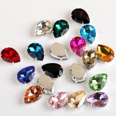 Hanmade Drops of Water Rhinestone 10*14mm Sewing On Glass 20x Clothing Accessories Applique DIY