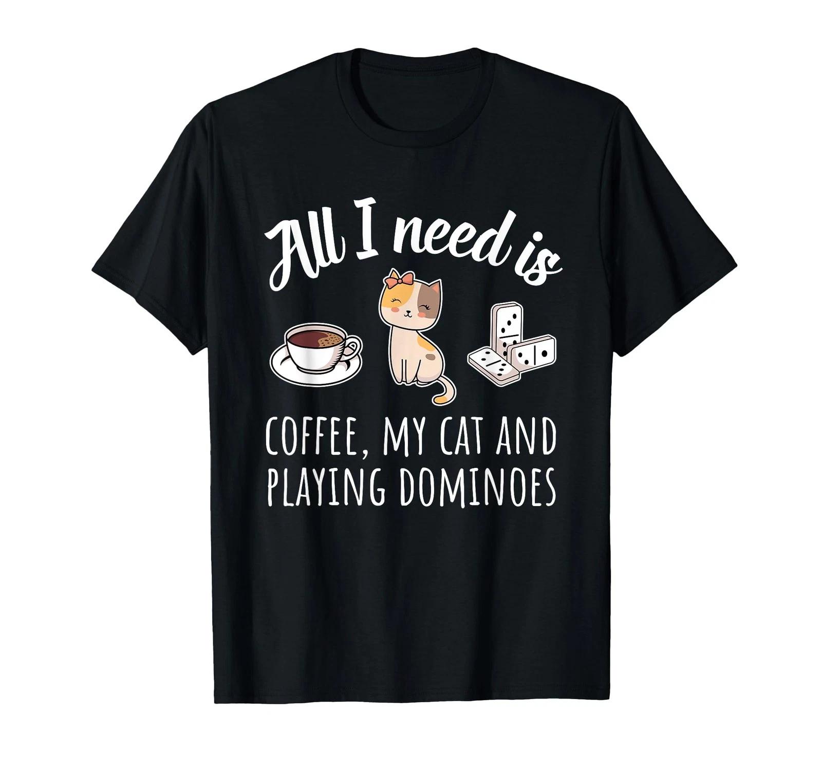 Funny Domino Player Domino Game Coffee Caffeine Cat T-Shirt_ S