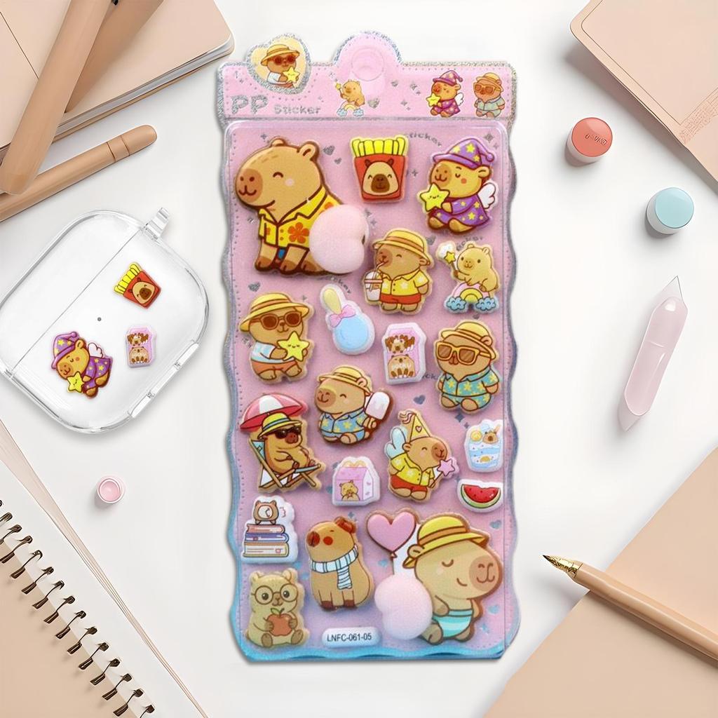 Cute Stickers Funny Reusable Removable Toys Capybara Decals Kids Party Stickers for Toddler Children Birthday Classroom
