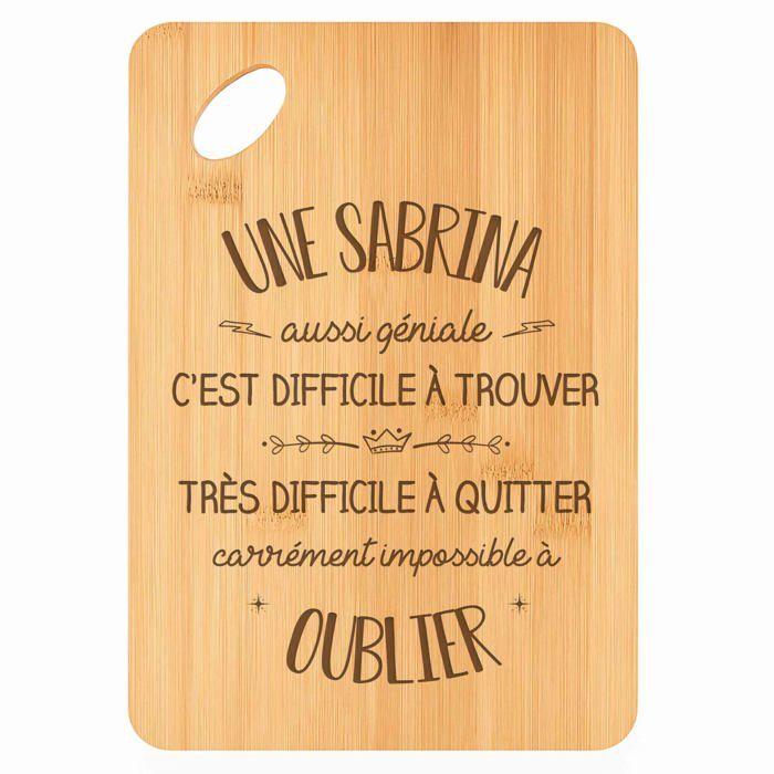 Planche à découper - PLANETEE - Une Sabrina aussi géniale - Bambou - 30 x 20 x 1 cm - Gravée