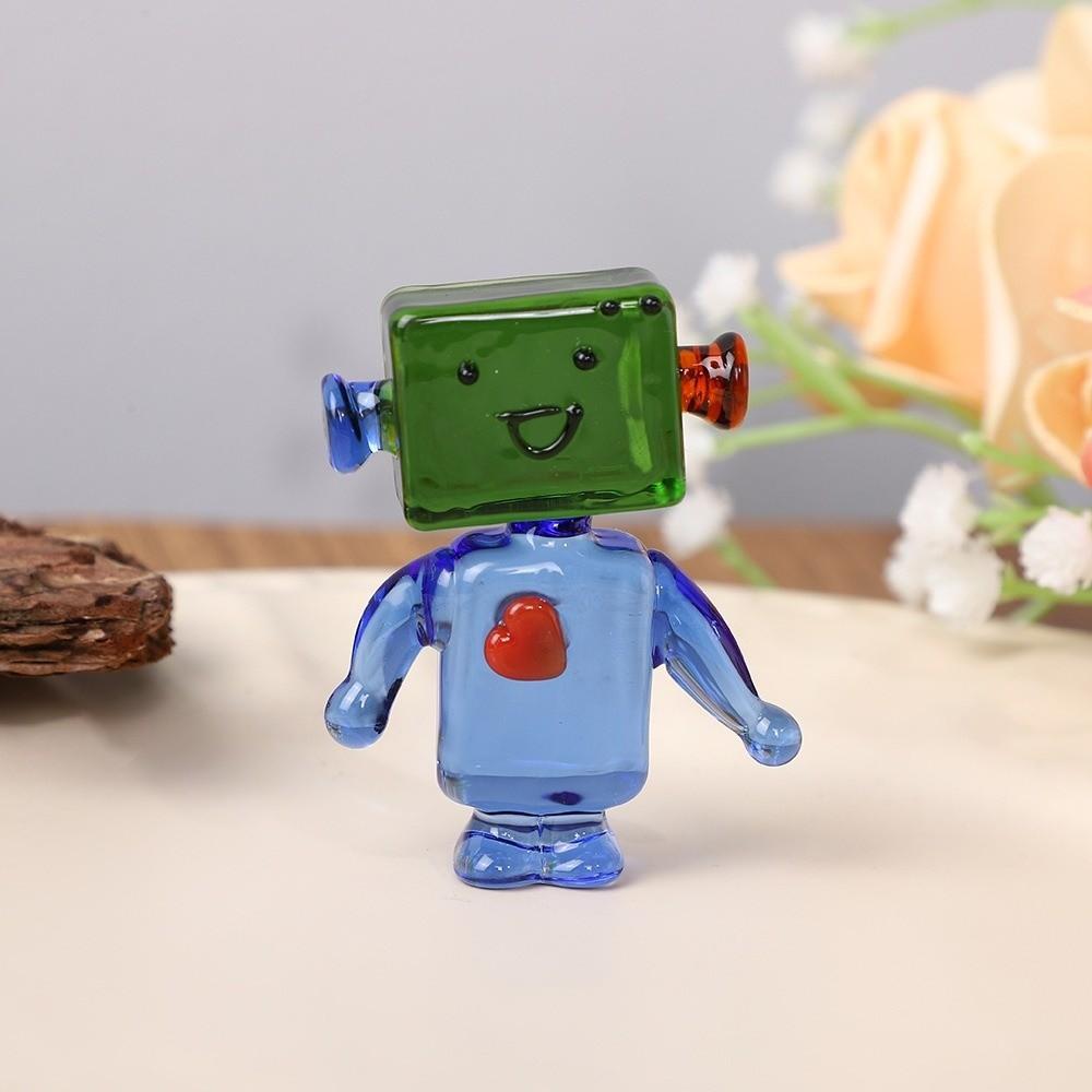 Transparent Glasses Robot Figurines Colorful Robot Statue Face Robot Ornaments  Tabletop Display