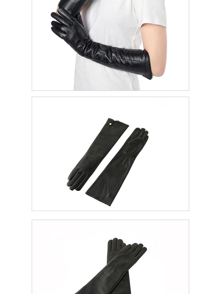 Europäische & Amerikanische Damen 45cm Schafslederhandschuhe - Herbst & Winter Warm, Plus Samtfutter