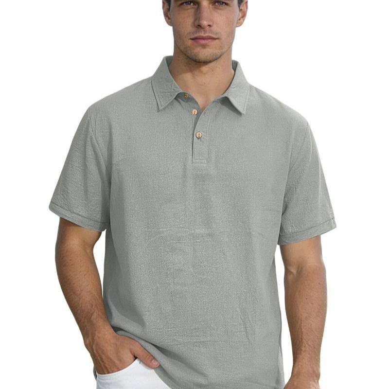 Polo Uomo in Lino Monocolore - T-shirt Premium da Business con Collo a Revers e Maniche Corte