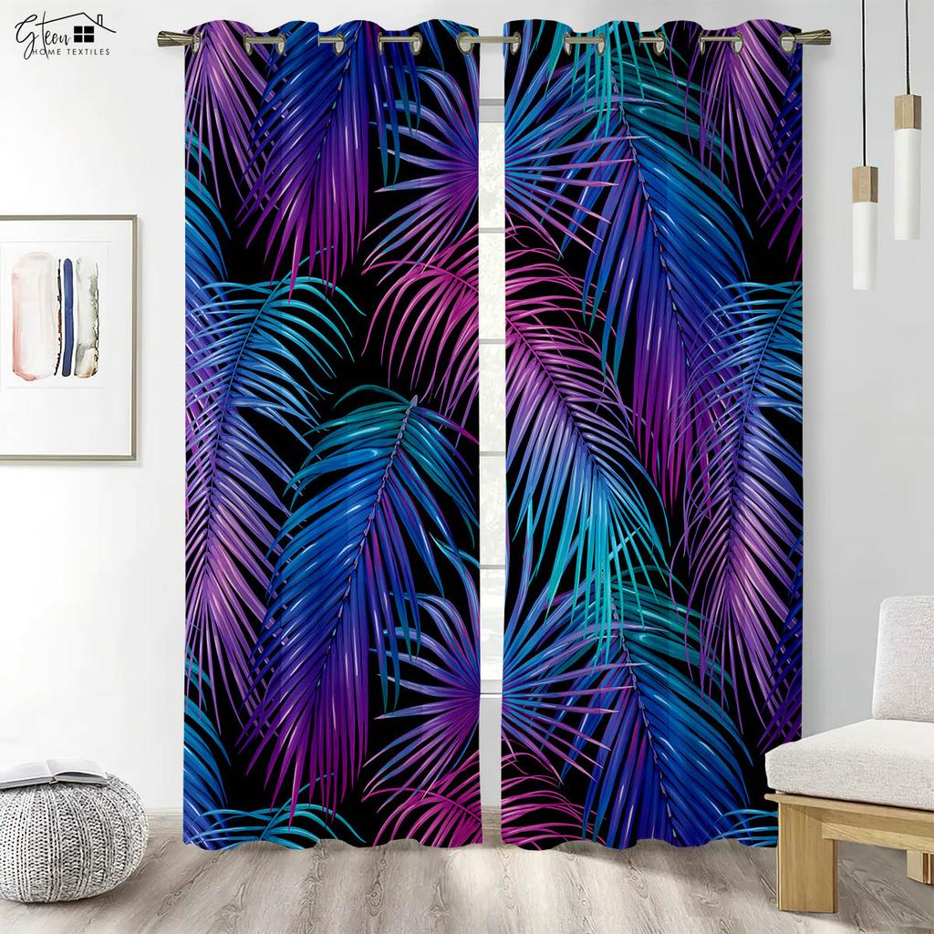Tropical Rainforest Curtains Southeast Asia Banana Leaf Plant Forest Restaurant B&B Hotel Fresh And Simple Decorative Curtains