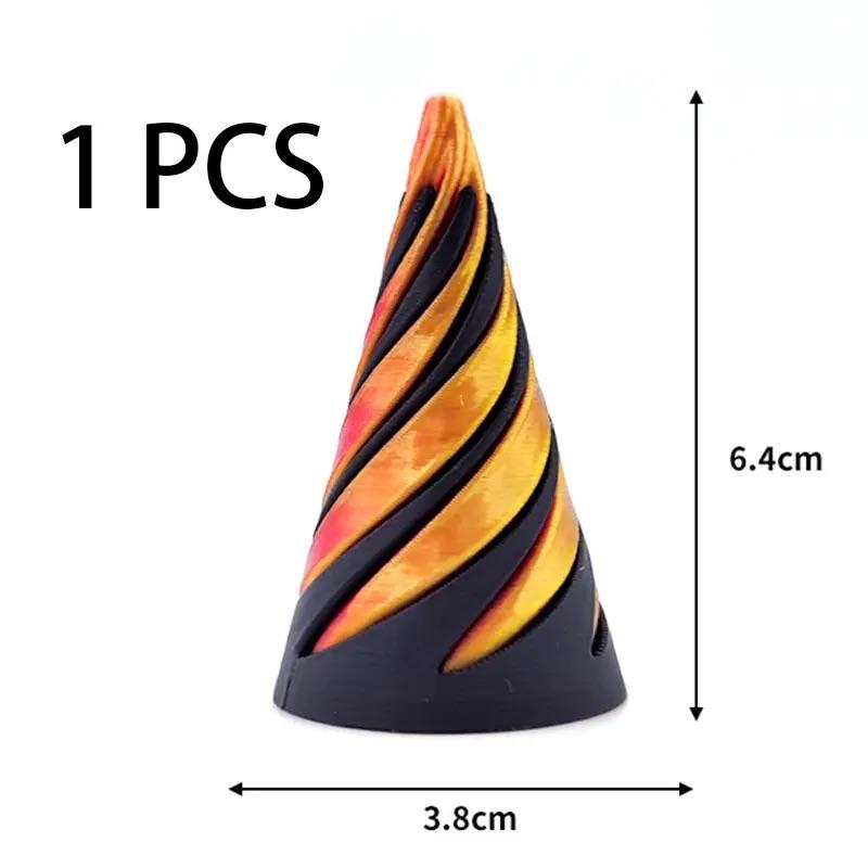 3D Printed Spiral Cone Fidget Toy Impossible Pyramid Channel Sculpture Passes Through Pyramid Toy Mini Vortex Line Illusion