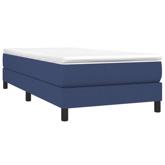 3144059 vidaXL Lit à sommier tapissier avec matelas Bleu 100x200 cm Tissu