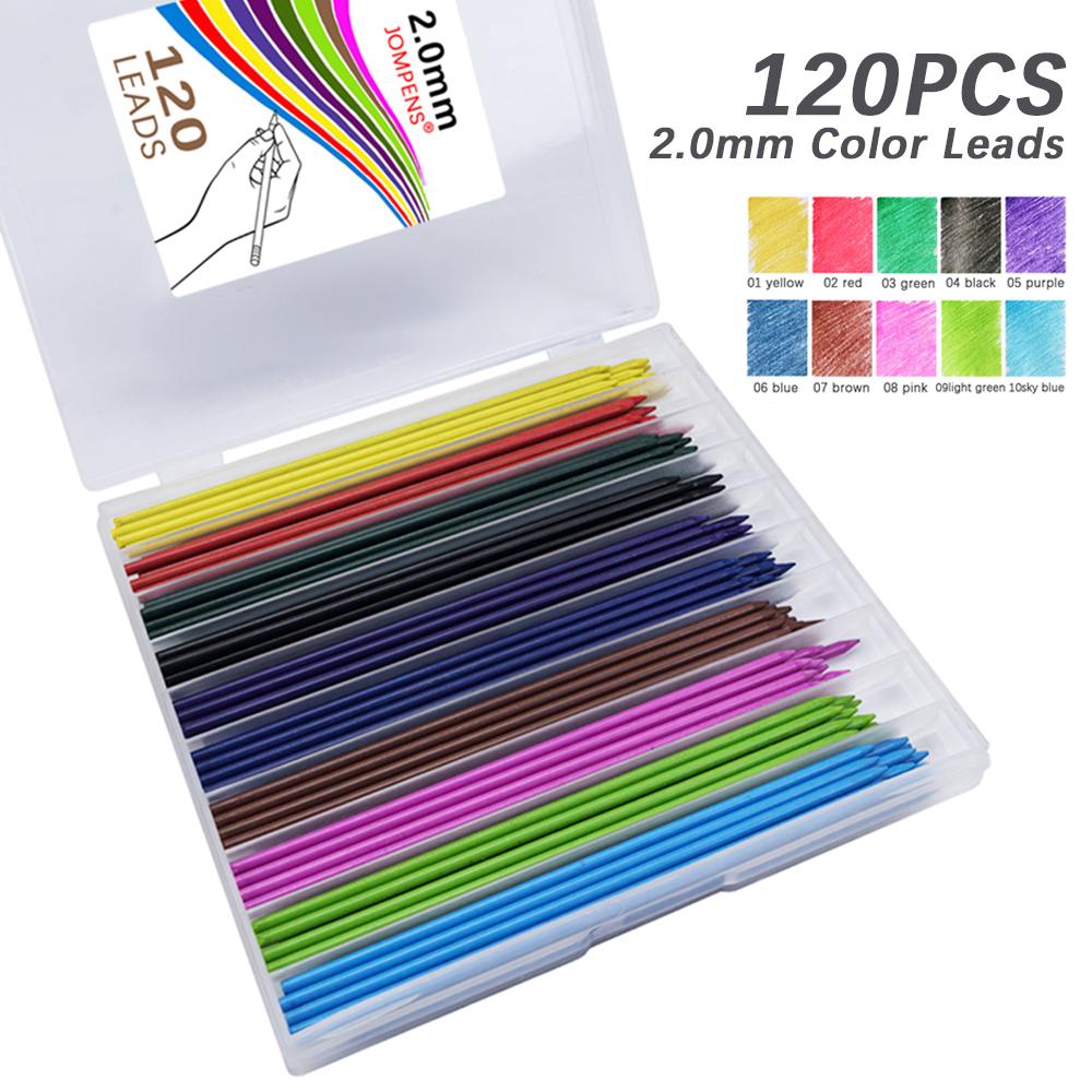120 Stück/Box Große Kapazität Mechanische Bleistiftminen 2B 2,0 MM 10 Farben Austauschbare Minen Automatischer Bleistift Schreib- und Zeichenzubehör