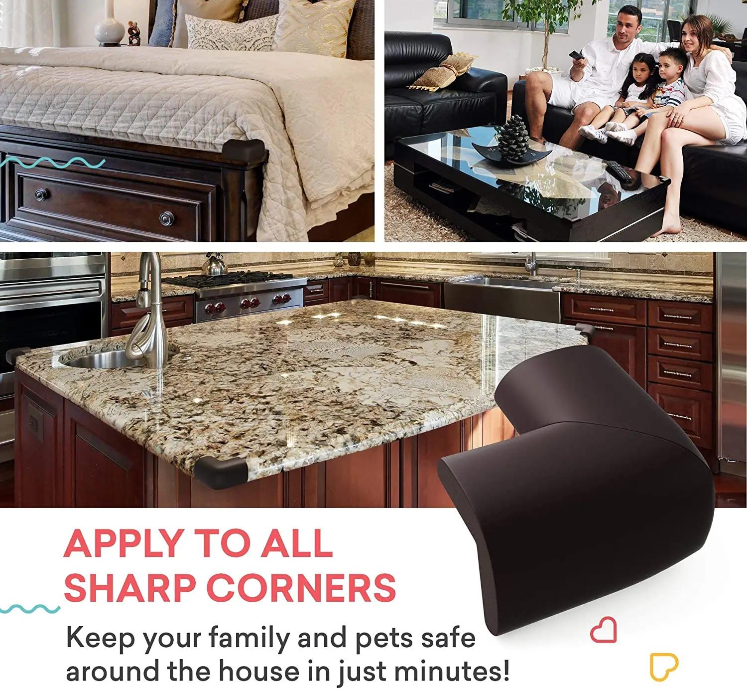 

4 шт. мягких детских защитных уголков с предварительно проклеенными краями стола для безопасности детей и защиты бампера мебели серый