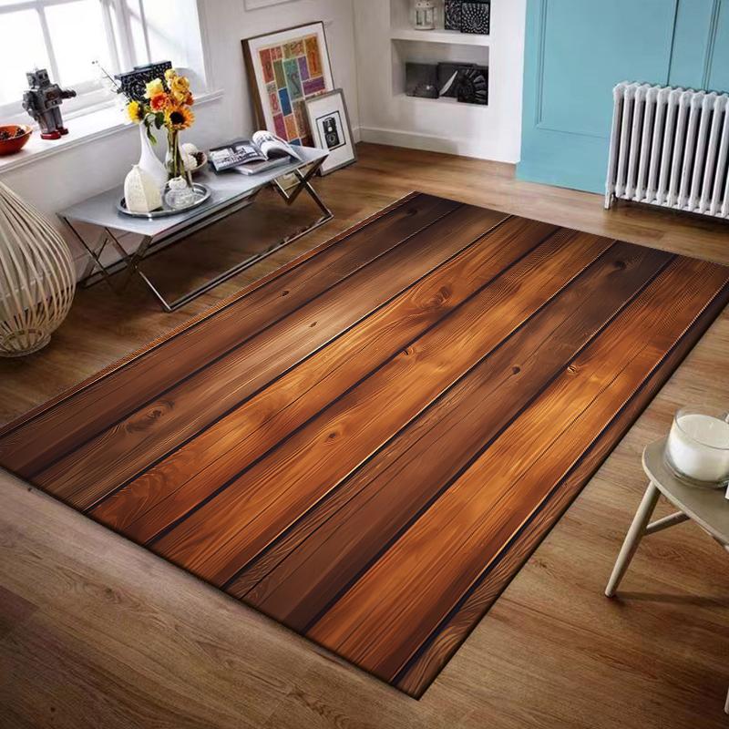 Flannel Rug Vertical Wooden Planks Warm Brown Rustic Cabin Texture Area Rug for Living Room Bedroom Office Rustic Decor Gift for Adults