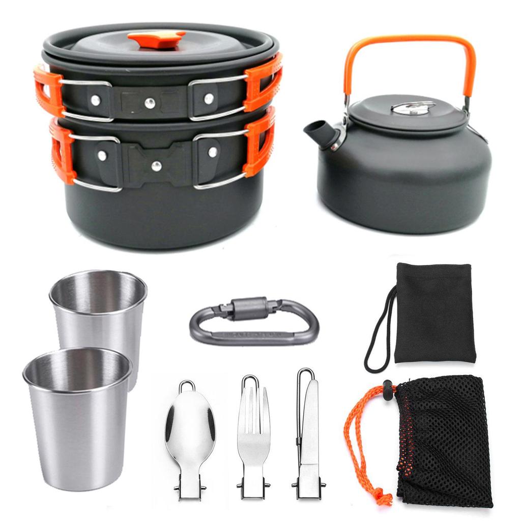 Popular Portable Camping Cookware Set: Aluminum Teapot & Cookware for 2-3 People