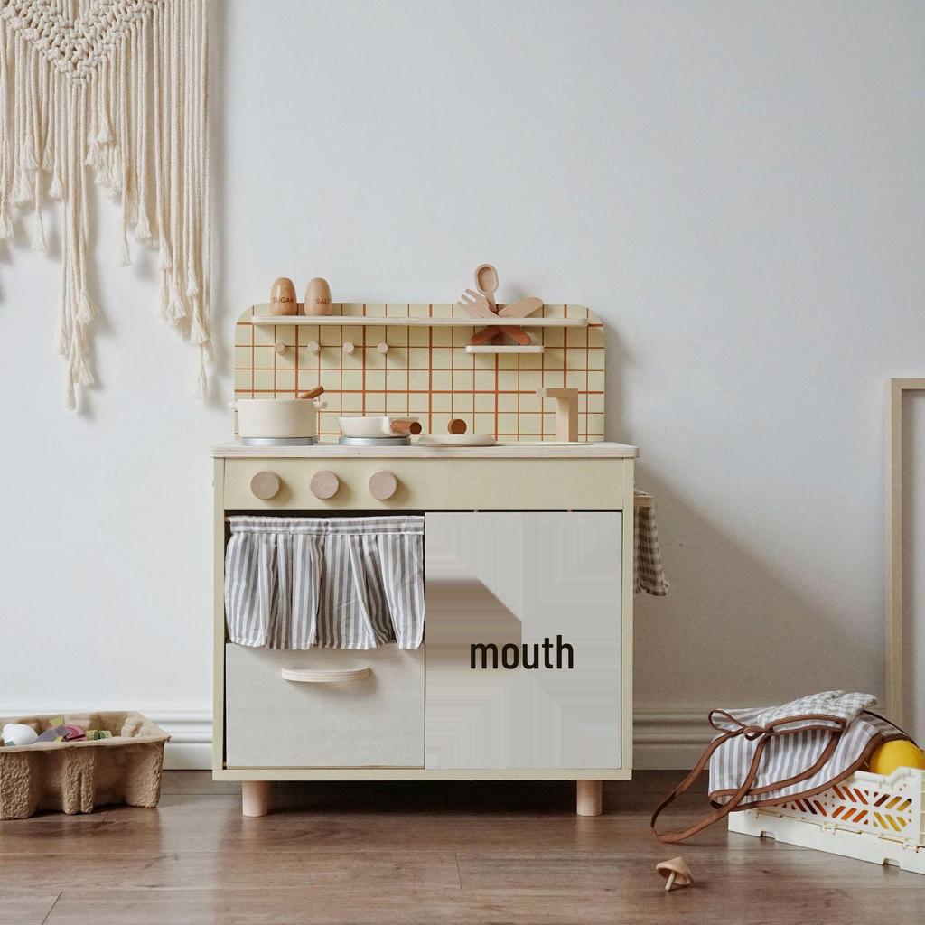 Wooden Kitchen Play Set for Kids Ages 3-6: Pretend Cooking Toy