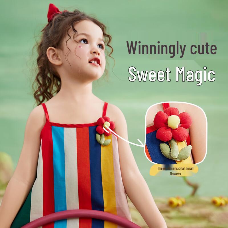 ASK JUNIOR Girls' Rainbow Print Sleeveless Princess Dress