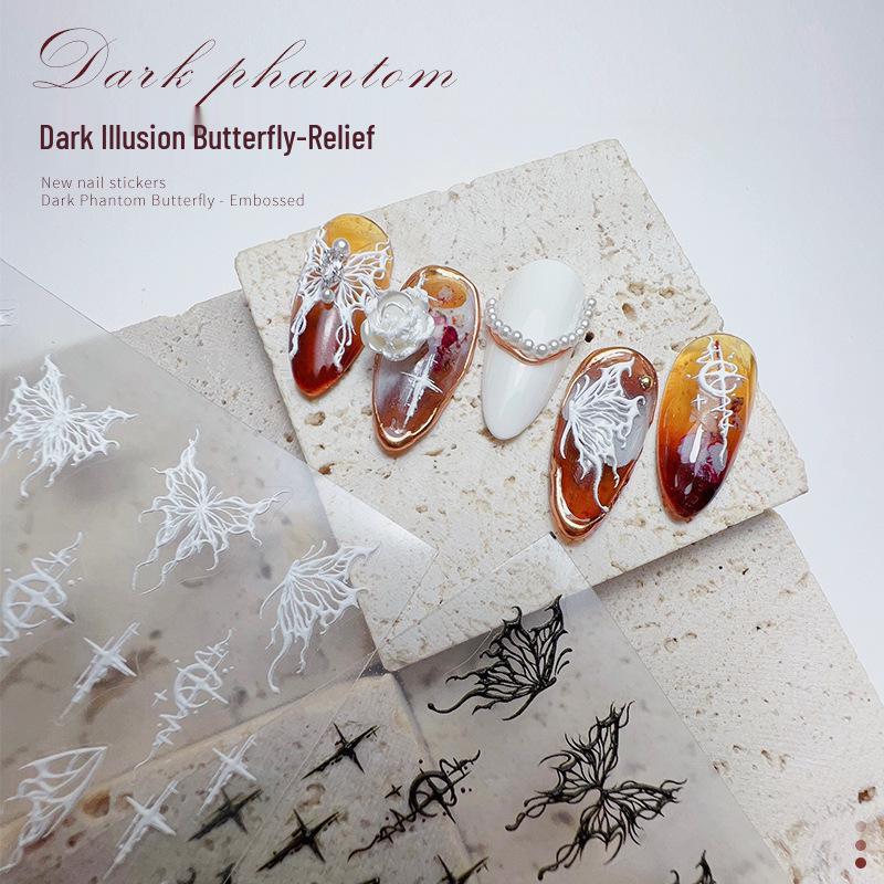 

3D Embossed Butterfly Laser Silver Nail Stickers