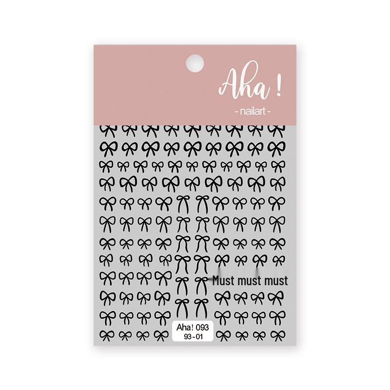 Nail Art 3D Bow Stickers: Thin Black, White, Gold, Silver Decals