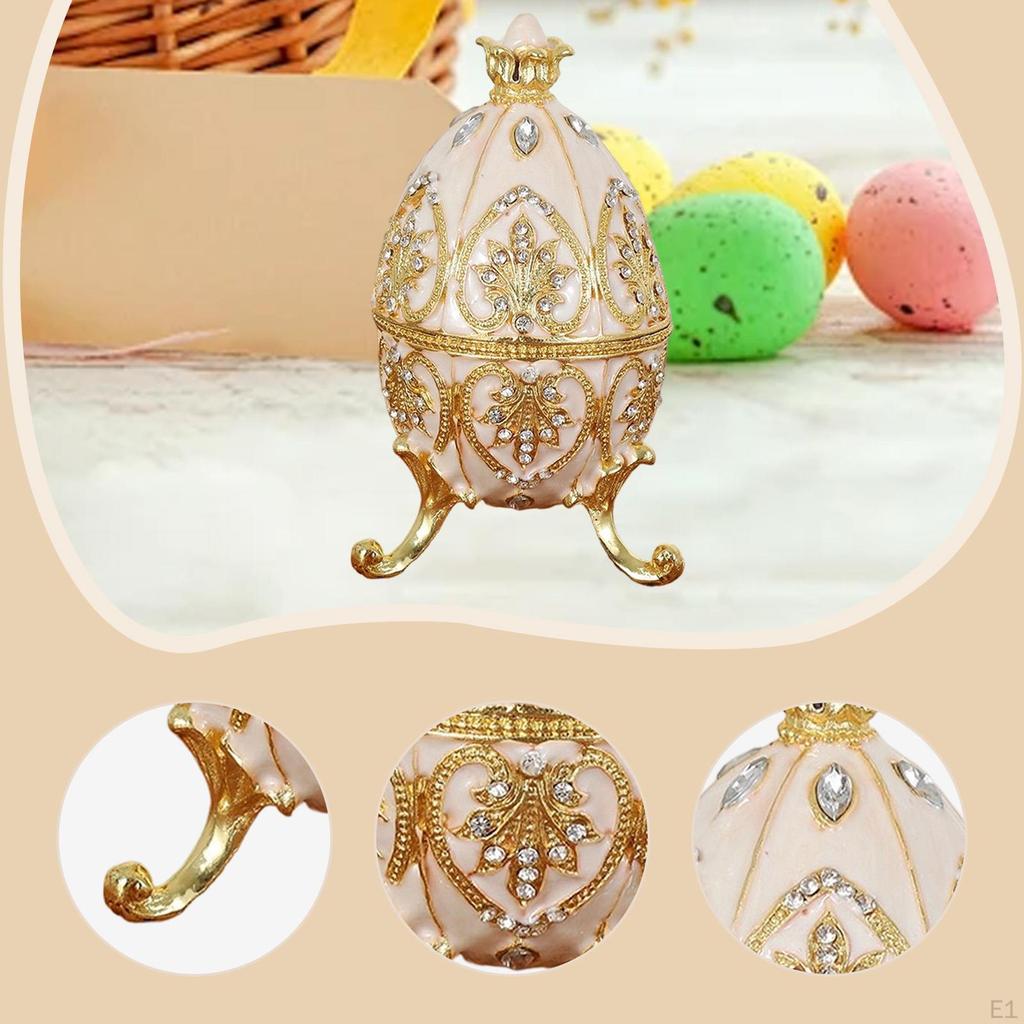 Easter Egg Trinket Box Enamel Jewelry Art Craft Birthday Gift Keepsake Zinc Alloy Tabletop