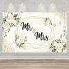 2D Flat Rustic Wood Wedding Banner, White Rose & Eucalyptus Bridal Shower Photo Booth