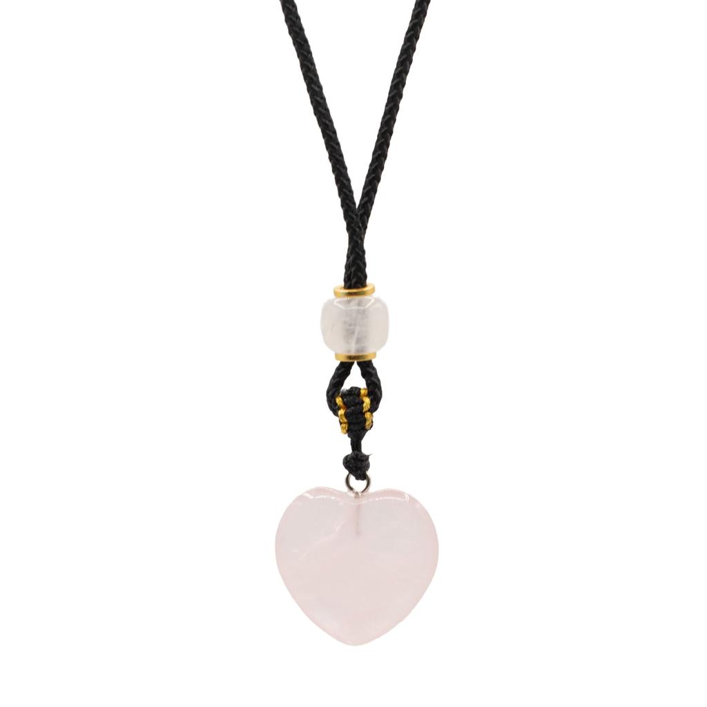 Cord Necklace Gemstone Pendant – Rose Quartz Heart