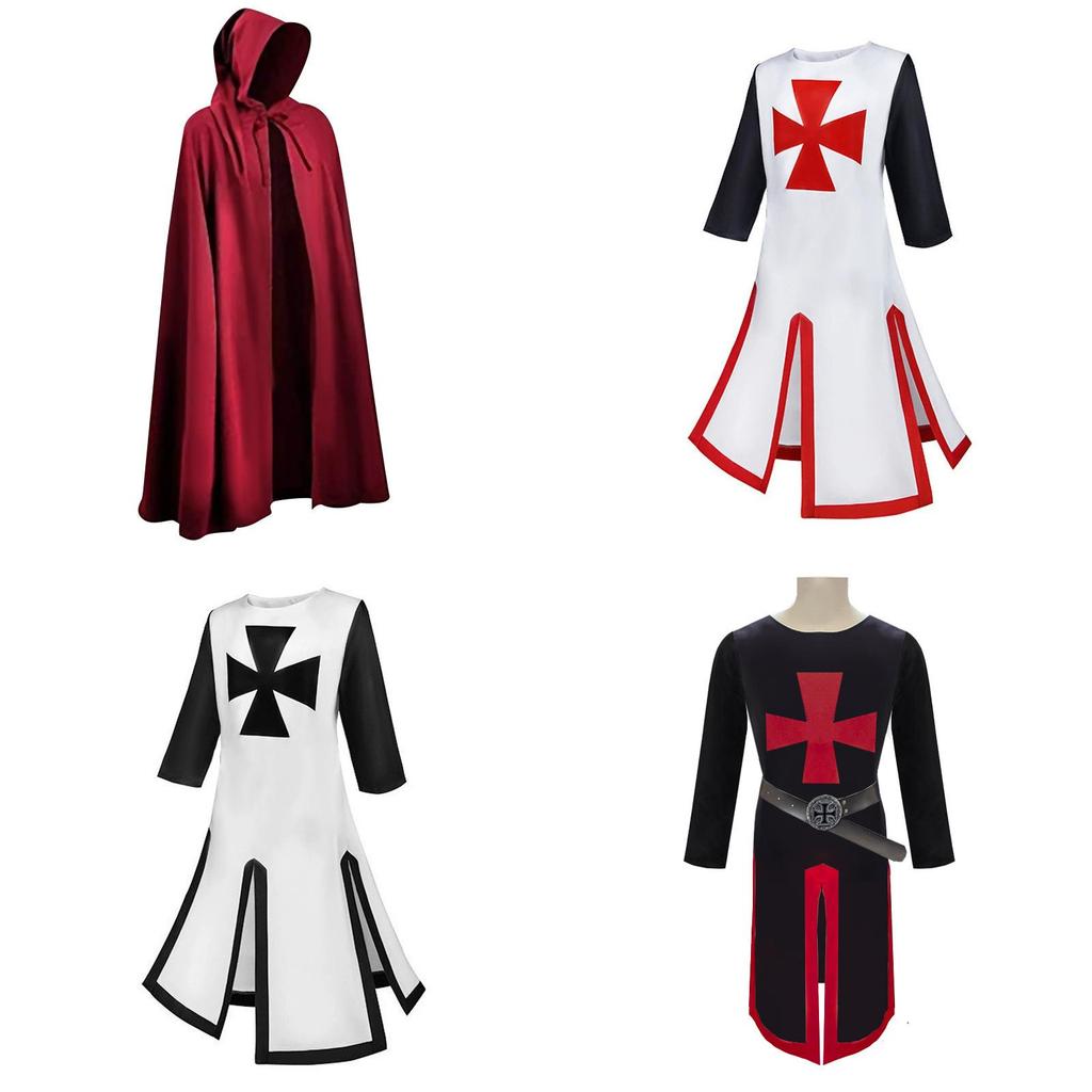 Halloween Knights Templar Outfit With Polyester Fabric And Split Design For Stage Shows